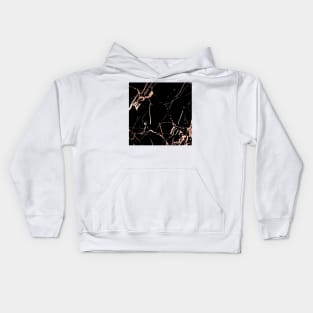 Black Rose-Gold Marble Kids Hoodie